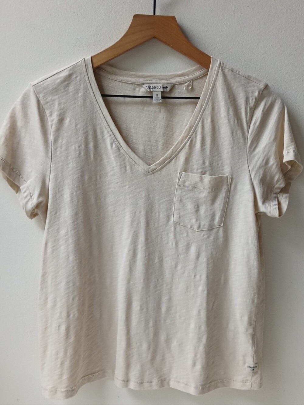 Toad & Co V Neck T Shirt Cream Women's Medium